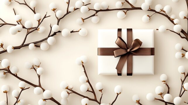 High-resolution wedding invitation featuring a white background, simple ribbon, and delicate flowers enhancing the minimalist style