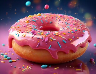 classic pink donut with sprinkles