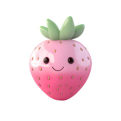 Cute 3D rendered strawberry character with a happy expression