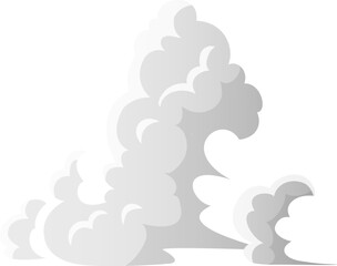 Stylized smoke cloud effect dissolving on white