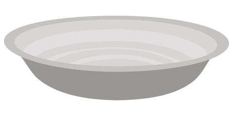 Empty metal mixing bowl icon in simple gray flat illustration