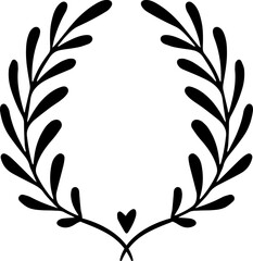 Hand drawing laurel wreath with heart symbol