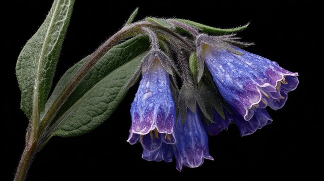 Isolated Common Comfrey: A Close-Up of Wild Flora for Health and Nature Enthusiasts
