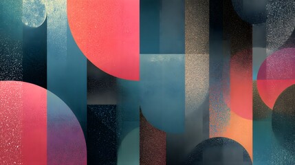 Sophisticated Abstract Geometric Design with Dynamic Vibrant Color Gradients and Delicate Textures Creating Striking Visual Interplay