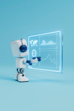 3D robot using digital touchscreen with graphs data