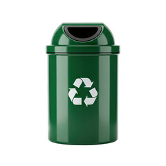 Green Trash Bin With Recycling Symbol Isolated On Black Background Studio Shot Of Waste Container And Recycling Icon