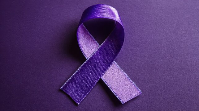 International Overdose Awareness: Purple Ribbon Symbolizing Hope Against Drug Abuse on a Solid Background