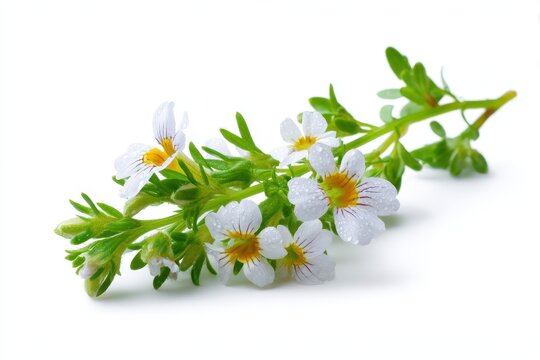 Eyebright: Delicate Herb Blooming on a White Canvas, Symbolizing Wild Flora and Natural Remedies