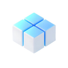 Fototapeta premium Three-dimensional geometric cube with blue and white colors
