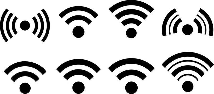 Wireless signal icons set vector illustration for internet connection and wifi technology symbols