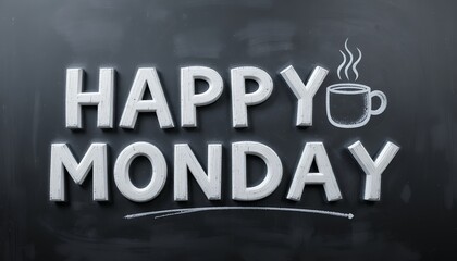 motivational chalkboard artwork wishing a cheerful start to the monday morning with coffee symbol