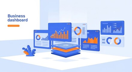 Business dashboard with charts and graphs for financial data analysis and reporting