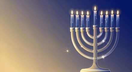 A modern gradient vector illustration of a menorah with candles