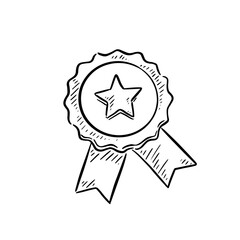Rosette illustration with a star in the middle. Black and white sketch