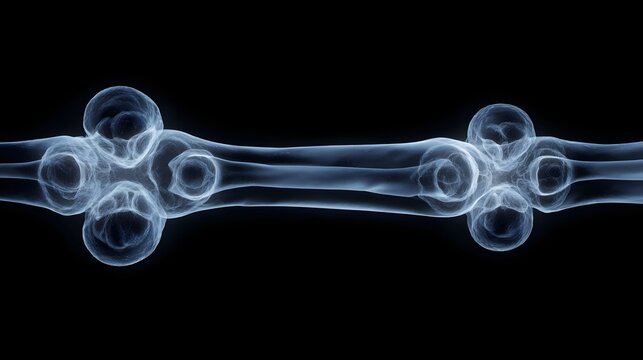 Abstract futuristic medical scan visualizing translucent skeletal structures with internal details