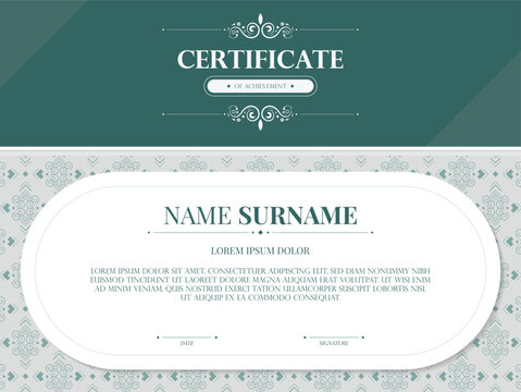 Elegant Formal Certificate Template with Decorative Elements and Text Area