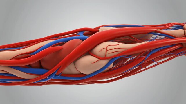 3D Animation of Brachial Artery and Veins in Human Arm