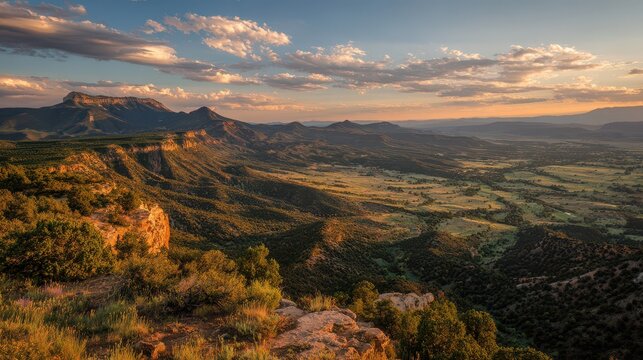 Breathtaking Mancos Valley Overlook at Sunset in Mesa Verde National Park, Montezuma County, Colorado