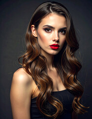 Fototapeta premium Glamorous portrait of a young woman studio setting fashion photography elegant atmosphere close-up shot beauty concept