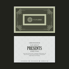 Elegant Decorative Business Card Template Design with Vintage Frame Layout