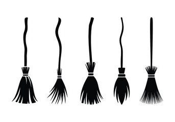 Naklejka premium Broom: collection of witch brooms