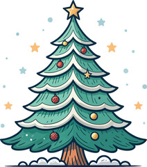 Christmas Tree Vector in Mascot Style