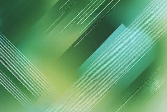 dynamic composition of diagonal white lines overlaying a smooth gradient of lush greens, lime, geometric overlays and motion blurs to convey speed, technology, innovation, futuristic design.
