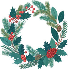 Christmas Wreath Vector in Mascot Style