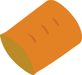 Stylized Tamale Illustration with Curved Slits and Cylindrical Shape in Orange Brown Tone