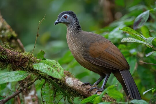 Grey-Headed Chachalaca Perched in Lush Jungle: A Glimpse of Costa Rica's Exotic Wildlife