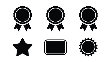 Award ribbons, star, badge, and sunburst icons symbolizing achievement, recognition, and excellence for modern design projects