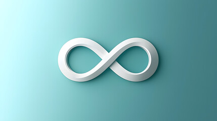Endless Concept: A modern infinity symbol, rendered in a clean, minimalist style against a soft pastel background, embodying themes of eternity, limitless potential, and infinite possibilities.