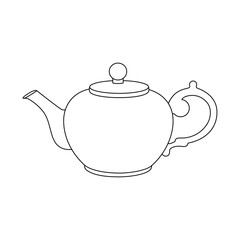Minimalist line art teapot illustration with elegant curved handle and classic lid design. Perfect for kitchen decor, tea-themed projects, stickers, and product packaging.