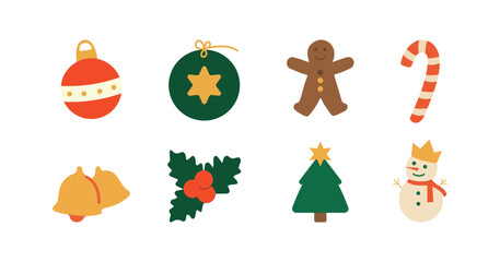 Flat Colorful Christmas Icons