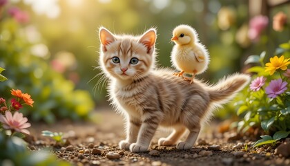 A chick on a kitten feet