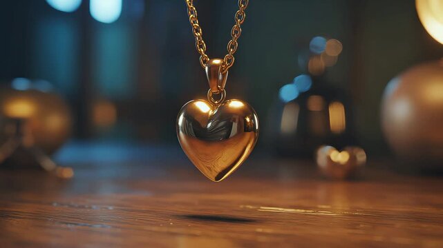 Cinematic Video Close-Up of Golden Heart Pendant Swinging in Hypnosis Session