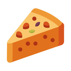 Slice of Fruitcake with Dried Fruits and Nuts Isolated