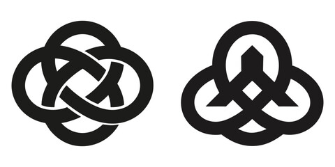 Celtic Knot Vector Set Ancient Traditional Symbol with Interwoven Shapes
