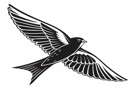 lark bird sihouette black vector white background 