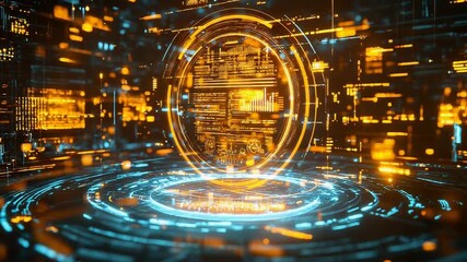 Digital data sphere displaying futuristic technology and analytics - Powered by Adobe