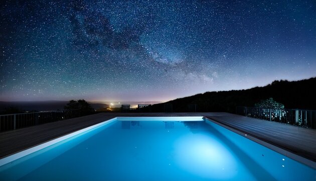 empty pool at night starlit sky