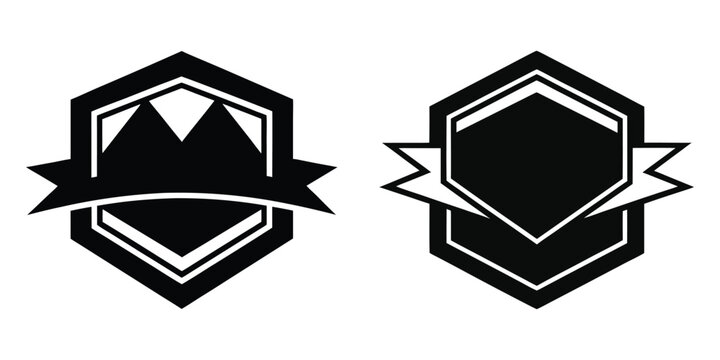 Monochrome badge vector illustration of heraldic emblem or vintage label