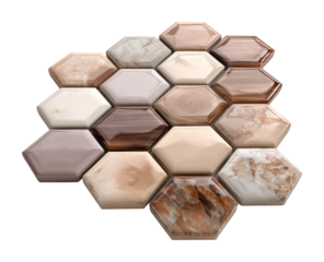 Elegant hexagon tiles for modern interiors home texture design isolated on transparent background