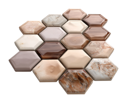 Elegant hexagon tiles for modern interiors home texture design isolated on transparent background