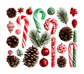 Christmas spirit collection cozy decorations for the holidays isolated on transparent background