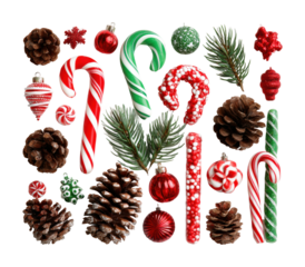 Christmas spirit collection cozy decorations for the holidays isolated on transparent background