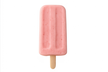 Strawberry popsicle refreshing frozen dessert on transparent background