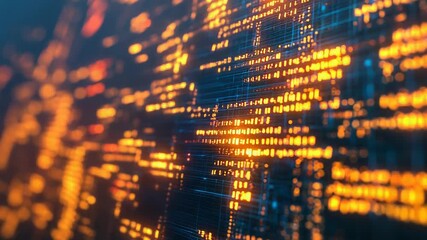 Abstract glowing code data grid flowing digitally - Powered by Adobe