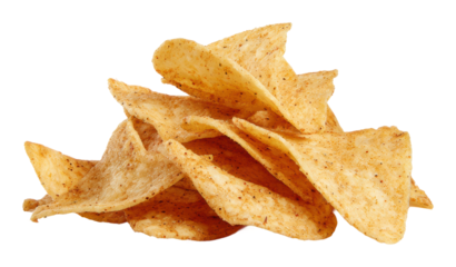 Crunching delicious tortilla chips at home food isolated on transparent background