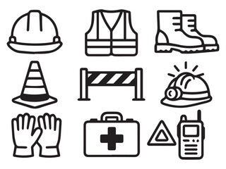 Worker Safety Gear Icon Set